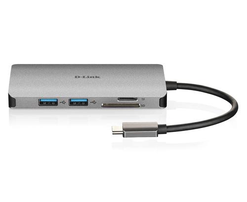 The DUB-M810 8-in-1 USB-C™ Hub with HDMI/Ethernet/Card Reader/Power Delivery lets you instantly add a second display, an SD card and microSD card reader, Gigabit Ethernet connectivity, and three additional USB 3.0 ports to your computer.Where modern laptop designs are lacking in ports, D-Link’s DUB-M810 Hub allows you to easily upgrade your experience. Three USB 3.0 ports enable high-speed data transfer from phones and flash drives or charging of portable devices while an Ethernet port keeps you connected to wired Internet whenever required. HDMI up to 4K ensures optimal viewing pleasure and its SD/microSD dual card reader ensure your precious moments captured will forever be safe.