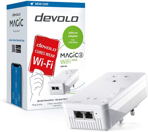 Devolo Magic 2 WiFi Next Add-On Adapter 2x LAN Pass Thru Multi User MIMO Technology Plug and Play