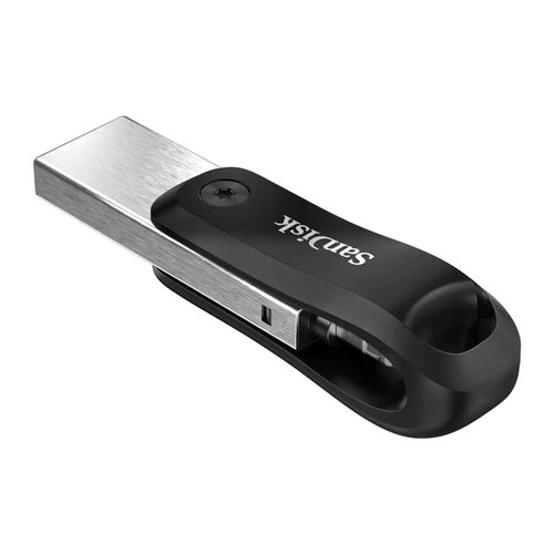 SanDisk 128GB iXpand USB3.0 Lightning Flash Drive Dual Purpose Swivel with Keyring Hole  8SDIX60N128GGN6NE