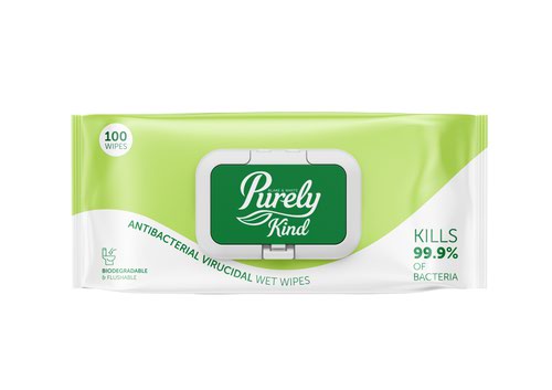 Purely Kind Antibacterial And Virucidal Wipes (Pack 100) PK5010