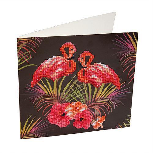 Crystal Art Pink Flamingos 18 x 18cm Card CCK-A7 Craft Materials and Kits 10271CB
