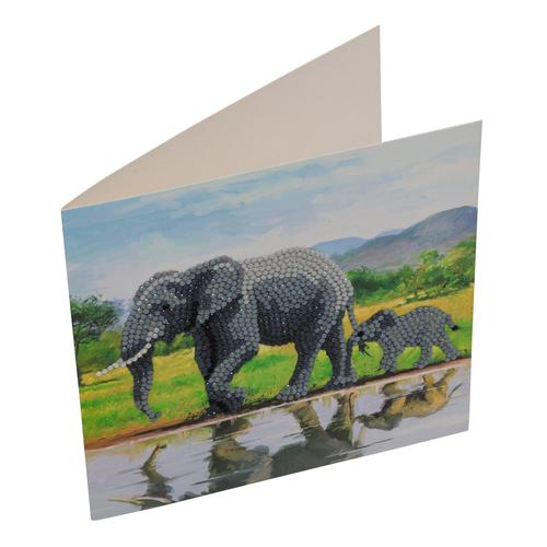 Crystal Art Elephant 18 x 18cm Card CCK-A51 Craft Materials and Kits 10236CB