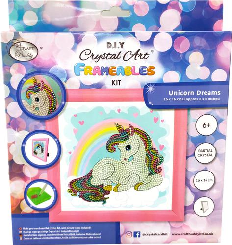 Crystal Art Unicorn Rainbow 16 x 16cm Frameable Kit CAFBL-4 Craft Buddy