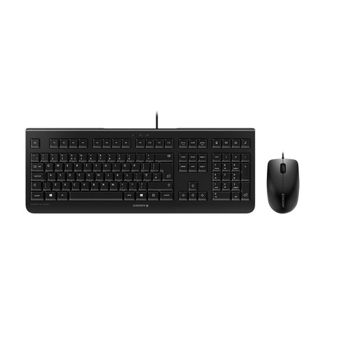 Cherry DC 2000 Wired USB QWERTY US English Layout Keyboard and 3 Button 1200 DPI Mouse Black