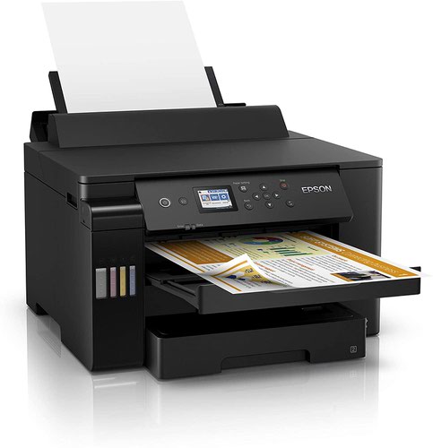 8EPC11CJ04401CA | This feature-rich EcoTank makes light of A3+ tasks, while offering a low cost per page. A3+ jobs can be accomplished quickly thanks to fast print speeds, two 250-sheet front trays and a 50-sheet rear feed. Print how you like with mobile printing, Ethernet and a 6.1cm colour LCD screen with hard keys.
