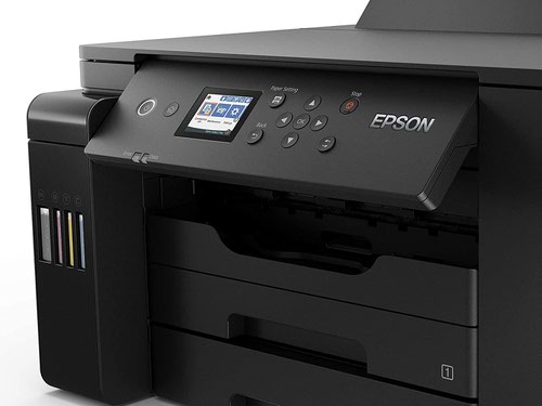 8EPC11CJ04401CA | This feature-rich EcoTank makes light of A3+ tasks, while offering a low cost per page. A3+ jobs can be accomplished quickly thanks to fast print speeds, two 250-sheet front trays and a 50-sheet rear feed. Print how you like with mobile printing, Ethernet and a 6.1cm colour LCD screen with hard keys.