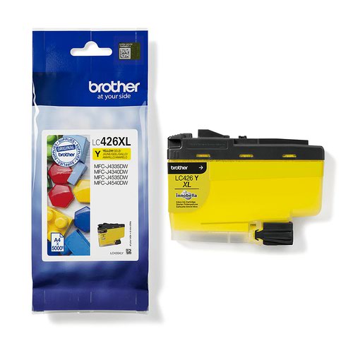 BRLC426XLY | Looking for a cartridge that offers effortless performance every time you print? The Brother yellow LC426XLY Ink Cartridge, with colour fade resistant properties guarantees smooth, reliable and top quality printouts from your first to your last print. Our perfectly balanced inks ensure your printer stays working at its best. Brother consider the environmental impact at every stage of your ink cartridge life cycle, reducing waste at landfill. All our hardware and ink cartridges are built to have as little impact on the environment as possible. Genuine Brother LC426XLY ink cartridge - worth it every time