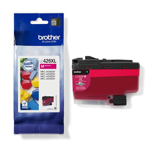 BRLC426XLM | Looking for a cartridge that offers effortless performance every time you print? The Brother magenta LC426XLM Ink Cartridge, with colour fade resistant properties guarantees smooth, reliable and top quality printouts from your first to your last print. Our perfectly balanced inks ensure your printer stays working at its best. Brother consider the environmental impact at every stage of your ink cartridge life cycle, reducing waste at landfill. All our hardware and ink cartridges are built to have as little impact on the environment as possible. Genuine Brother LC426XLM ink cartridge - worth it every time