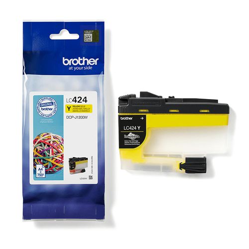 BRLC424Y | Looking for a cartridge that offers effortless performance every time you print? The Brother yellow LC424Y Ink Cartridge, with colour fade resistant properties guarantees smooth, reliable and top quality printouts from your first to your last print. Our perfectly balanced inks ensure your printer stays working at its best. Brother consider the environmental impact at every stage of your ink cartridge life cycle, reducing waste at landfill. All our hardware and ink cartridges are built to have as little impact on the environment as possible.  Genuine Brother LC424Y ink cartridge - worth it every time