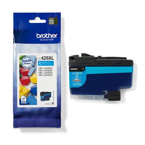 BRLC426XLC | Looking for a cartridge that offers effortless performance every time you print? The Brother cyan LC426XLC Ink Cartridge, with colour fade resistant properties guarantees smooth, reliable and top quality printouts from your first to your last print. Our perfectly balanced inks ensure your printer stays working at its best. Brother consider the environmental impact at every stage of your ink cartridge life cycle, reducing waste at landfill. All our hardware and ink cartridges are built to have as little impact on the environment as possible. Genuine Brother LC426XLC ink cartridge - worth it every time