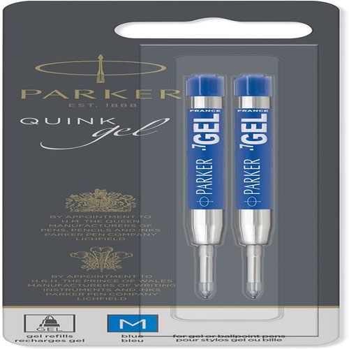 2 Packs of 2 Blue Ink Medium Pt 1950364 Parker Ballpoint Pen Gel Ink Refill