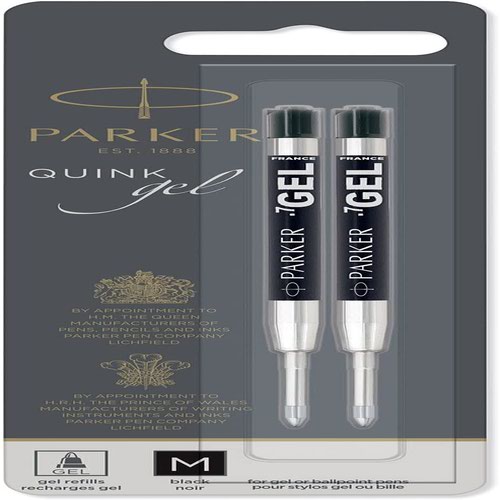 Parker Quink Gel Ink Refill Medium Black (Pack 2) 1950362