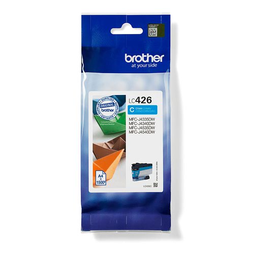 BRLC426C | Looking for a cartridge that offers effortless performance every time you print? The Brother cyan LC426C Ink Cartridge, with colour fade resistant properties guarantees smooth, reliable and top quality printouts from your first to your last print. Our perfectly balanced inks ensure your printer stays working at its best. Brother consider the environmental impact at every stage of your ink cartridge life cycle, reducing waste at landfill. All our hardware and ink cartridges are built to have as little impact on the environment as possible.  Genuine Brother LC426C ink cartridge - worth it every time