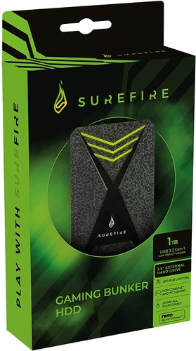 SureFire Bunker Gaming HDD 2.5in USB 3.2 Gen1 1TB Black 25 Games 53681