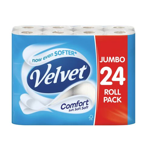 Velvet Comfort 2 Ply White Toilet Rolls (Pack 24) 1102049