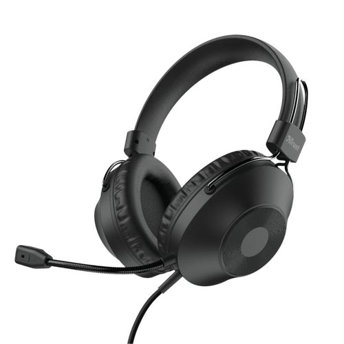 Trust Ozo Over Ear Wired Headset Flexible Microphone Black 24132 TRS24132 Buy online at Office 5Star or contact us Tel 01594 810081 for assistance