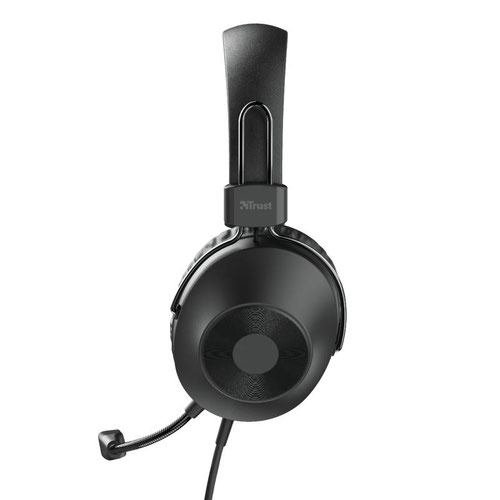 Trust Ozo Over Ear Wired Headset Flexible Microphone Black 24132