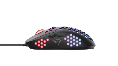 Lightweight RGB illuminated gaming mouse with honeycomb shell.When you’re out on the battlefield, you don’t have time to think. That’s why you need a mouse that can keep up. The Trust Gaming GXT 960 Graphin is lightweight, blazing fast and has an adjustable polling rate of up to 1000Hz. It’s durable, uses ultra-low friction gliding pads for smooth movement and has a unique identity due the RGB lighting. Shoot first, ask questions later.When you’ve got the weight of your teammates on your shoulders, you don’t want the weight of your mouse slowing you down. The GXT 960 Graphin weighs only 74 grams thanks to its honeycomb shell housing. Combined with the polling rate of up to 1000Hz, the adjustable resolution of up to 10.000 DPI and the ultra-low friction gliding pads, you will have the advantage over your opponents.But speed can only get you so far; your equipment needs to be reliable. The zero drag braided cable makes sure you will move your mouse around freely, without having to worry about it getting jammed behind something on your desk. Also, the Graphin has two easy to reach thumb buttons giving you complete control over your games, while the two main buttons inspire you to keep your finger on the trigger.The honeycomb design isn’t just useful, it gives the GXT 960 Graphin a unique look, too. Adjust the RGB lighting to your liking with the advanced software and show the world who it is they’re dealing with. The next time you go to a LAN party, they’ll be sure to remember you.