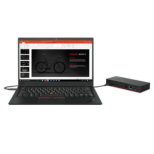 The ThinkPad Universal USB-C Dock is a welcome innovation docking solution that takes users beyond tradition and into the realm of limitless potential. Experience universal compatibility with dynamic power charging of up to 100w to notebooks***, Automated firmware updates, Next-level plug-and-play. Everything you'd want from the future of docking is here. It’s perfect for mixed PC environments too, giving users the freedom to connect any USB Type C industry standard Notebooks** ****: DISCLAIMER Lenovo USB-C & Thunderbolt Docks function with notebooks that support industry standard USB-C Alt-Mode or Thunderbolt protocols through their Type C port.  Lenovo USB-C and Thunderbolt Docks support additional features, such as MAC address passthrough, WOL and mirrored power button, on most Lenovo ThinkPad notebooks, but these features may not be available on certain other Lenovo notebooks or non-Lenovo branded notebook systems. *** ThinkPad Universal USB-C Dock can charge a Notebook up to 100W with a 135W Slim Tip power adapter (sold separately, Option PN:4X20Q88539~4X20Q88553 ) connected to the Dock.