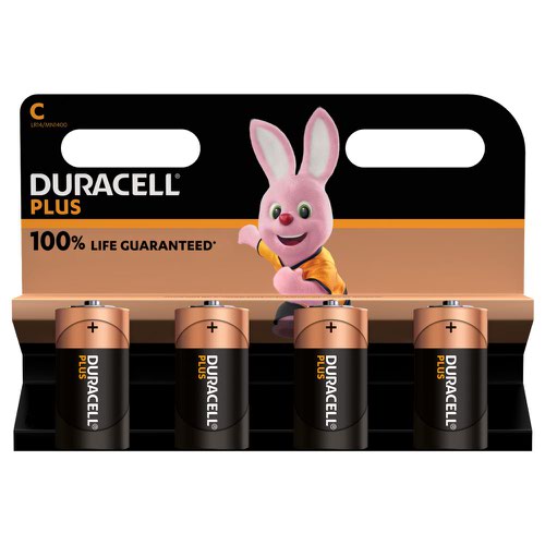 Duracell Plus C Alkaline Batteries (Pack 4) MN1400B4PLUS