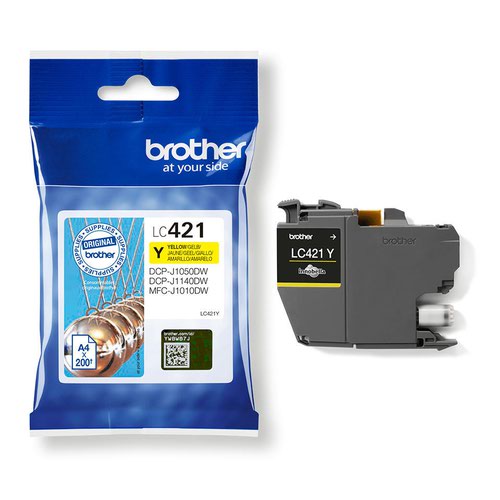 BRLC421Y | Looking for a cartridge that offers effortless performance every time you print? The Brother yellow LC421Y Ink Cartridge, with colour fade resistant properties guarantees smooth, reliable and top quality printouts from your first to your last print. Our perfectly balanced inks ensure your printer stays working at its best. Brother consider the environmental impact at every stage of your ink cartridge life cycle, reducing waste at landfill. All our hardware and ink cartridges are built to have as little impact on the environment as possible.  Genuine Brother LC421Y ink cartridge - worth it every time