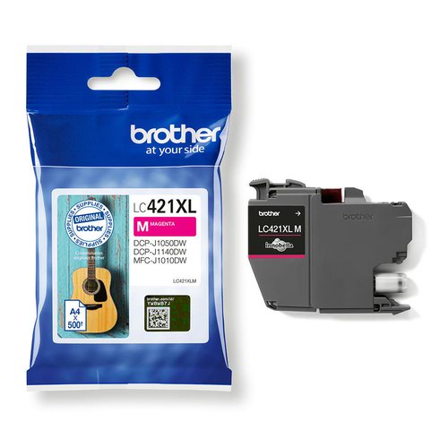 BRLC421XLM | Looking for a cartridge that offers effortless performance every time you print? The Brother high yield magenta LC421XLM Ink Cartridge, with colour fade resistant properties guarantees smooth, reliable and top quality printouts from your first to your last print. Our perfectly balanced inks ensure your printer stays working at its best. Brother consider the environmental impact at every stage of your ink cartridge life cycle, reducing waste at landfill. All our hardware and ink cartridges are built to have as little impact on the environment as possible.  Genuine Brother LC421XLM high yield ink cartridge - worth it every time