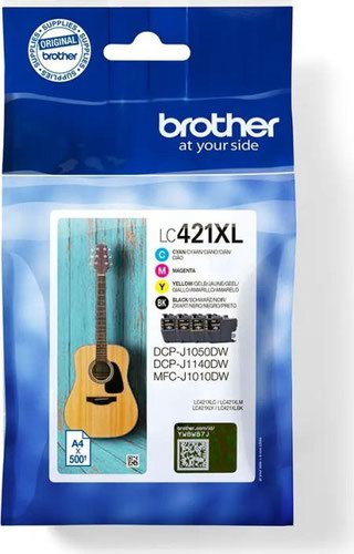 Brother Black Cyan Magenta Yellow Standard Capacity Ink Cartridge Multipack 4 x 500 pages (Pack 4) - LC421XLVAL