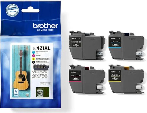 BRLC421XLVAL | Are you looking for a cartridge that always delivers flawless print results? The Brother Multipack LC421XLVAL (including ink cartridges in black, cyan, yellow and magenta) with high yield and lightfast properties guarantees flawless, reliable and high-quality results from the first to the last print. Our perfectly balanced inks ensure that your printer always works optimally. Brother takes into account the environmental impact at every stage of the life cycle of your ink cartridges, reducing waste to landfill. All of our devices and ink cartridges are designed to have as little impact on the environment as possible. Original Brother ink cartridges LC421XLVAL - worthwhile every time