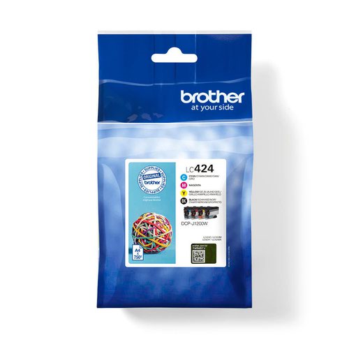 Brother Black Cyan Magenta Yellow Standard Capacity Ink Cartridge Multipack 4 x 750 pages (Pack 4) - LC424VAL