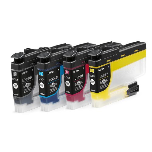 BRLC424VAL | Are you looking for a cartridge that always delivers flawless print results? The multipack Brother LC424VAL (including ink cartridges in black, cyan, yellow and magenta) with its lightfast properties guarantees flawless, reliable and high-quality results from the first to the last print. Our perfectly balanced inks ensure that your printer always works optimally. Brother takes into account the environmental impact at every stage of the life cycle of your ink cartridges, reducing waste to landfill. All of our devices and ink cartridges are designed to have as little impact on the environment as possible. Original Brother ink cartridges LC424VAL - worthwhile every time