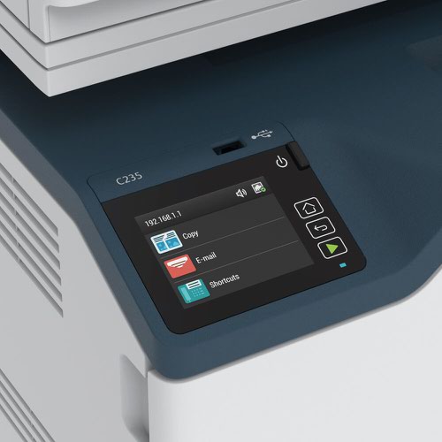 XERC235VDNI | When you need to scan documents to share with colleagues, make copies or send a fax, the C235 does it all. The all-in-one device delivers functionality beyond print without the extra expense or desk space of additional devices.