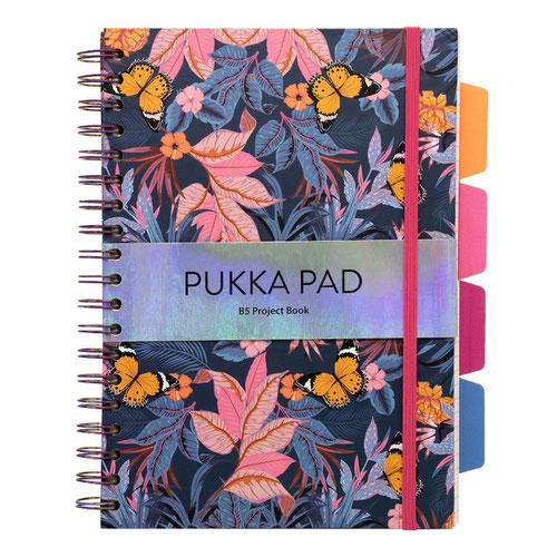 Get your glow on with our beautiful new range of holographic floral stationery.Our project books are the perfect place to organise all your notes. Each individual notebook has 4 brightly patterned dividers that are repositionable, gone are the days of mixing up your different subjects and projects.Our project books come in an assorted pack of 3 featuring our unique chic floral design.The B5 size is perfect for keeping in your bag and the elastic closure keeps all of your documents secure so no losing anything here.Our B5 Project books are a lovely gift to surprise someone who’s starting a new project, or just treat yourself cause why not?