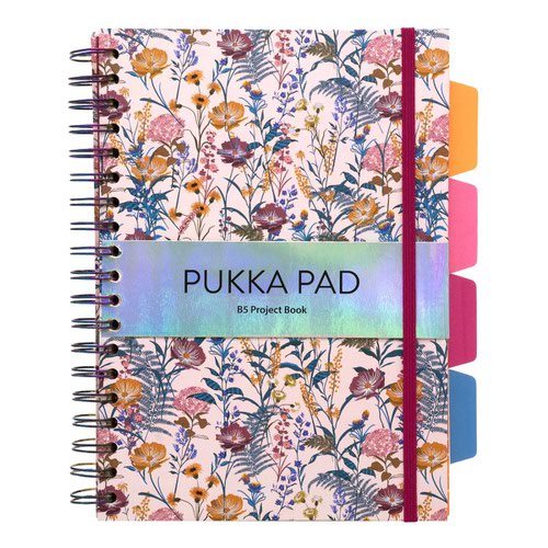 13955PK | Get your glow on with our beautiful new range of holographic floral stationery.Our project books are the perfect place to organise all your notes. Each individual notebook has 4 brightly patterned dividers that are repositionable, gone are the days of mixing up your different subjects and projects.Our project books come in an assorted pack of 3 featuring our unique chic floral design.The B5 size is perfect for keeping in your bag and the elastic closure keeps all of your documents secure so no losing anything here.Our B5 Project books are a lovely gift to surprise someone who’s starting a new project, or just treat yourself cause why not?
