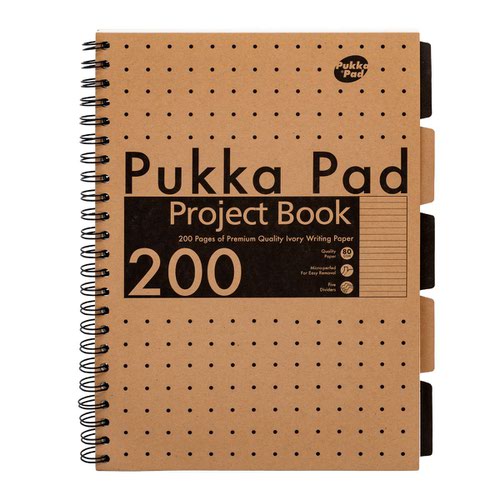 Pukka Kraft A4 200 Page Project Book (Pack 3) 9566-KRA