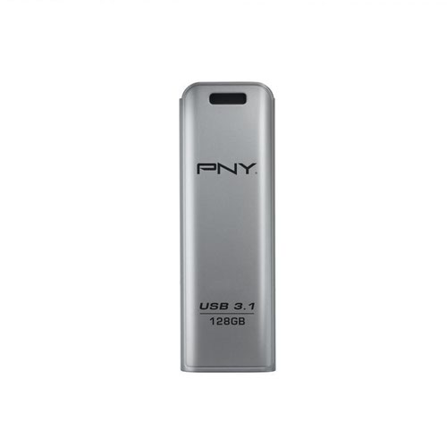 PNY 128GB Elite Steel USB 3.1 Stainless Steel Flash Drive Capless Sliding Design 80Mbs Write Speed 20Mbs Read Speed  8PNFD128ESTEEL31G