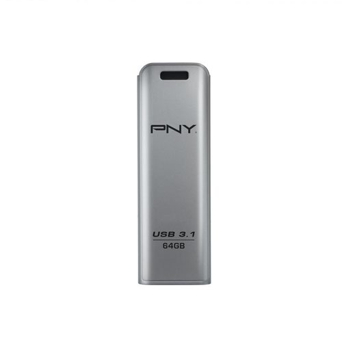 PNY 64GB Elite Steel USB 3.1 Stainless Steel Flash Drive Capless Sliding Design 80Mbs Write Speed 20Mbs Read Speed 8PNFD64GESTEEL31G