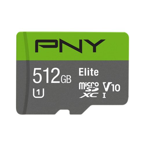 PNY 512GB Elite Class 10 UHSI MicroSDXC Memory Card and Adapter 100Mbs Read Speed