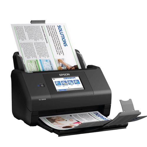 8EPB11B258401BY | Save time with this easy-to-use, wireless, auto-sheet feed scanner with 10.9 cm touchscreen and scan direct features.Keep your business organised with this high-speed, A4, auto-duplex scanner with auto-sheet feed. Using the large 10.9cm screen and wi-fi you can save your documents directly to where they need to be. Work fast and smart with customisable presets.Scanning made easy: with the 10.9cm touchscreen you can scan wirelessly direct to network and cloud folders, email addresses, or attached USB memory stick - no computer required.Double-sided scanning in a single pass, 100-sheet auto document feeder and scan speeds of 35ppm/70ipm mean you'll be able to complete your work quickly and save time.Scan direct from the scanner’s touchscreen and create customisable presets and layouts without the need for a computer. You can also scan and share using your PC or Mac, with Epson ScanSmart software or use your phone or tablet with the Epson Smart Panel app.Intelligent colour and image adjustments - auto crop, skew correction, blank page and background removal with Epson’s Image Processing Technology.With inbuilt sensors for paper jams, double-feeding, and dirt-on-glass detection, all documents are kept safe and scanned to the highest quality.Scan anything between 27-409 gsm, including receipts, business cards, plastic cards and more, producing high quality digital files.