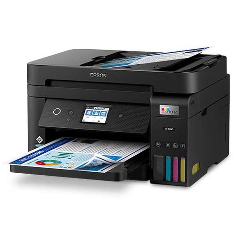 Enjoy high-speed, business quality printing at an ultra-low cost with this multifunction inkjet with fax and ADF, perfect for home offices. Save up to 90% on printing costs with Epson’s cartridge-free EcoTank printers. Supplied with high yield ink bottles, the integrated ink tanks are easy to fill thanks to the specially engineered ink bottles. With no cartridges to replace, flexible connectivity features, fax and ADF, this is the perfect printer for anyone looking for high-quality prints at an incredibly low cost per page.EcoTank provides hassle-free printing for homes and small offices - the ultra high capacity ink tanks allow mess-free refills and the key-lock bottles are designed so only the correct colour can be inserted.This economical printer saves you up to 90% on printing costs and comes with an extra black ink bottle for up to 3 years worth of ink included in the box. One set of ink bottles delivers up to 7,500 pages in black and 6,000 in colour, equivalent of up to 72 cartridges worth of ink!Epson Smart Panel app enables you to control your printer from your smart device. You can print, copy and scan documents and photos, set up, monitor and troubleshoot your printer, all from your phone or tablet.Featuring a 6.1cm colour touchscreen, automatic double-sided printing and 30- page document feeder, fax, 250-page front paper tray and print speeds of up to 15.5 pages per minute, you can speed through a variety of tasks with ease.Featuring a compact design and full Wi-Fi, Wi-Fi Direct and Ethernet connectivity, you can easily integrate this printer with your existing home or office set-up and print from mobiles, tablets and laptops