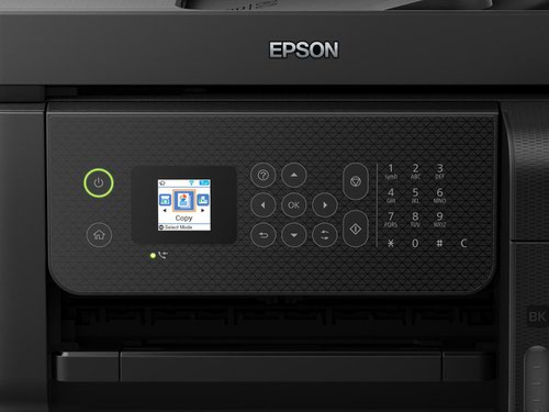 8EPC11CJ65401 | Enjoy business quality and mobile printing at an ultra-low cost with this multifunction inkjet with fax, perfect for busy homes and small officesSave up to 90% on printing costs with Epson’s cartridge-free EcoTank printers. Supplied with high yield ink bottles, the integrated ink tanks are easy to fill thanks to the specially engineered ink bottles. With no cartridges to replace, flexible connectivity features and fax, this is the perfect printer for anyone looking for high-quality prints at an incredibly low cost per page.EcoTank provides hassle-free printing for homes and small offices - the ultrahigh capacity ink tanks allow mess-free refills and the key-lock bottles are designed so only the correct colour can be inserted.This economical printer saves you up to 90% on printing costs and comes with up to 3 years worth of ink included in the box. One set of ink bottles delivers up to 4,500 pages in black and 7,500 in colour, equivalent of up to 72 cartridges worth of ink!The Epson Smart Panel app enables you to control your printer from your smart device. You can print, copy and scan documents and photos, set up, monitor and troubleshoot your printer, all from your phone or tablet.Featuring a 3.7cm colour LCD screen, 30-page automatic document feeder and fax, 100-sheet rear paper tray and print speeds of up to 10 pages per minute, you can speed through a variety of tasks with ease.Featuring a compact design and full Wi-Fi, Wi-Fi Direct and Ethernet connectivity, you can easily integrate this printer with your existing home or office set-up and print from mobiles, tablets and laptops