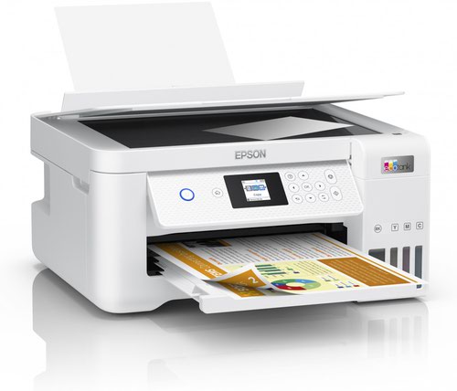 8EPC11CJ63402 | Enjoy mobile printing and an ultra-low cost per page with this multifunction inkjet with double-sided printing, perfect for modern, busy householdsSupplied with high yield ink bottles, the integrated ink tanks are easy to fill thanks to the specially engineered ink bottles. With no cartridges to replace, flexible connectivity features and double-sided printing, this is the perfect printer for anyone looking for high-quality prints at an incredibly low cost per page.This economical printer saves you up to 90% on printing costs and comes with an extra black ink bottle for up to 3 years' worth of ink included in the box. One set of ink bottles delivers up to 7,500 pages in black and 6,000 in colour, equivalent of up to 72 cartridges worth of ink!Epson Smart Panel app enables you to control your printer from your smart device. You can print, copy and scan documents and photos, set up, monitor and troubleshoot your printer, and let your creativity flow with a range of artistic templates.Featuring a 3.7cm colour LCD screen, automatic double-sided printing, borderless photo printing and print speeds of up to 10.5 pages per minute, you can speed through a variety of tasks with ease.Featuring a compact design and full Wi-Fi and Wi-Fi Direct connectivity, you can easily integrate this printer with your existing home set-up and print from mobiles, tablets and laptops.