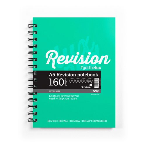 Silvine Revision Notebook Twinwire A5 Green (Pack 5) EX754 Sinclairs
