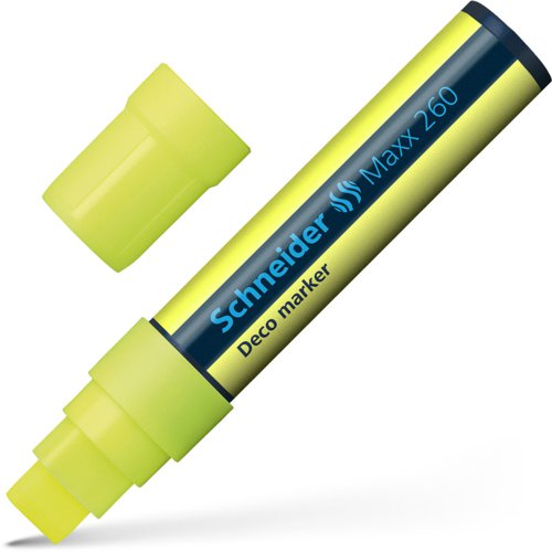 Schneider Maxx 260 Chalk Marker Odourless Liquid Chalk Chisel Tip 5mm-15mm Line Width Yellow (Pack 5) - 126005  49475SQ