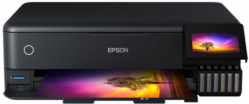 8EPC11CJ21401CE | Print outstanding photos up to A3+ size with this wireless 6-colour multifunction printer for creative enthusiastsUnleash your creativity with stunning A3+ photos and documents at incredibly low cost-per-page. Print, copy and scan with ease using the impressive 10.9cm colour touchscreen, 5-way media handling and innovative 6-colour ink system. With no messy cartridges to replace and flexible connectivity features this is the perfect printer for the artistic modern family.The Epson Claria ET Premium inks produce high-quality, long-lasting photos up to A3+ size as well as outstanding black and white photos with the new grey ink. The pigment black ink is ideal for printing sharp text on plain papers.This economical printer allows you to print up to 2,300 high-quality photos with one set of ink bottles. The bottles and tanks are designed for ease of use, meaning no hassle or mess when it's time to refill.With full Wi-Fi, Wi-Fi Direct, and Ethernet connectivity, you can easily integrate this printer with your existing home set-up. You can also print from SD cards and USB flash drives through the 10.9cm colour touchscreen.The ET-8550 has photo-size and A4 front paper trays plus will print directly to suitable CDs/DVDs. The A3+ rear tray also accepts speciality media such as craft papers and card, whilst the A3+ straight paper feed means you can print on media up to 1.3mm thick and 2m long!Epson Smart Panel App enables you to control your printer from your smart device. Print photos, copy documents, set up and troubleshoot your printer, and let your creativity flow with a wide range of artistic templates.Engineered with Micro Piezo heat-free technology, you can enjoy consistent highspeed printing, with greatly reduced energy consumption so you can save time and money.