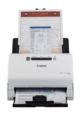 A simple and reliable desktop scanner helping you achieve effortless productivity in your home or small office environment.A high quality, easy to use desktop scanner with no compromise on productivity. The imageFORMULA R40 offers quick setup with simple one touch scanning of various documents types, converting them into useful formats for editing, or simply for you to upload to your favourite cloud application.Enjoy quick and easy scanning, with an intuitive user interface that lets you scan, edit and finalise at the touch of a button, plus create up to 9 routine jobs for added ease and efficiency. Scan a batch of mixed documents of any shape and size in one easy process with Canon’s reliable 60-sheet feeder, capable of scanning everything from standard A4 documents, to thick and thin papers like ID cards, receipts, post cards and documents up to 3m long.Save time with fast double-sided scanning of up to 40 pages per minute. Advanced image processing features such as auto size detection, document deskew, text orientation and colour detection mean there’s no need to sort documents or frequently change settings while scanning.A stylish, ultra-compact desktop device that delivers consistently superior image quality. Capture fine details with advanced text enhancement, producing sharp copies with greater readability, ideal for documents with faint light text or patterned backgrounds.Install your scanner in just a few simple steps with an integrated all-in-one installer. Automatic software update function ensures your CaptureOnTouch application and Canon drivers are always up to date to ensure quality and reliability at all times.Cut your overheads and reduce your environmental impact in one. Canon’s imageFORMULA series offers impressively low power consumption, using just 19W or less when in operation and 1.4W or less in sleep mode.Image Sensor: CMOS CIS 1 Line SensorLight Source: (RGB) LEDOptical Resolution: 600 dpiSelectable resolution: 100 - 600 dpiInterface: Hi speed USB 2.0Output mode: Detect Automatically, Black and White, Error Diffusion, Advanced Text Enhancement, Advanced Text Ehancement II, 256-level gray, 24-bit ColourMaximum Document Size: Width - 50.8 - 216mm, Length - 54 - 356mmBusiness Card Scanning: Size: 50 x 85mm or larger Thickness: Less than 0.45 mmPlastic card scanning: 54 x 86mm Thickness: Less than 1.4mm (Embossed Card is supported)