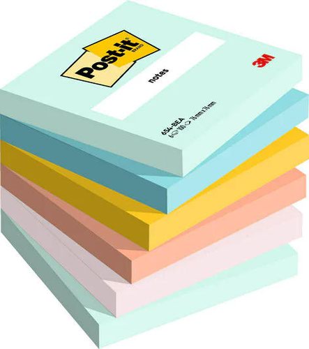 Post it Beachside Colours 76x76mm 100 Sheets (Pack 6) 7100259201 - 38886MM