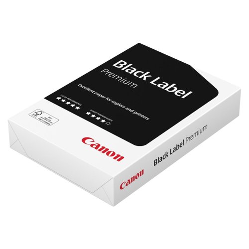 CAN99859554 | Canon Black Label Zero quality 75gsm A4 white paper is produced carbon neutrally. Suitable for laser, toner and inkjet printers. Made using the most modern filler and fibre technology. Produced carbon neutrally by using energy from the mills own pulp making process.
