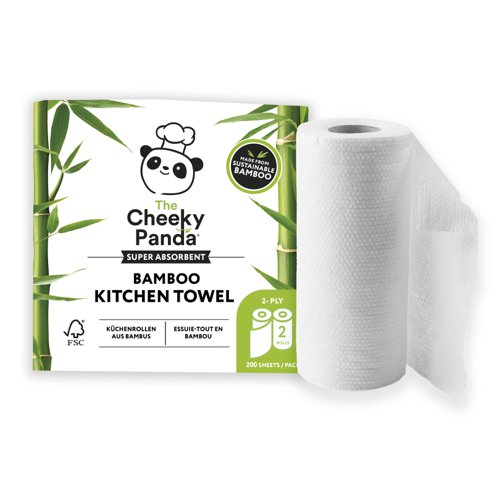 Cheeky Panda Sustainable Plastic-Free Bamboo Kitchen Rolls 2 Ply 5 Packs x 2 (Pack 10 Rolls) - PFKITCHRL2X5