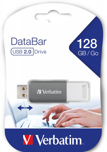 Verbatim Databar USB Drive USB 2.0 128GB Grey 49456 Verbatim