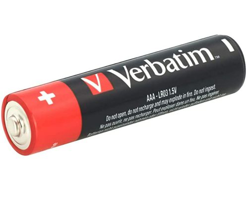 VER49874 | Verbatim's AAA batteries are the smallest model in the Verbatim range. They are recommended for use in devices such as MP3 players, cameras and toys that require constant power for long periods of time.